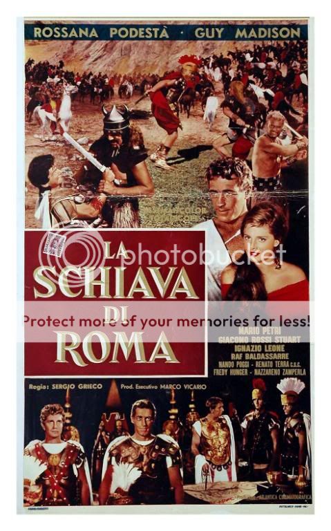 Guy Madison Rossana Podestà LA SCHIAVA DI ROMA locandina originale 1961